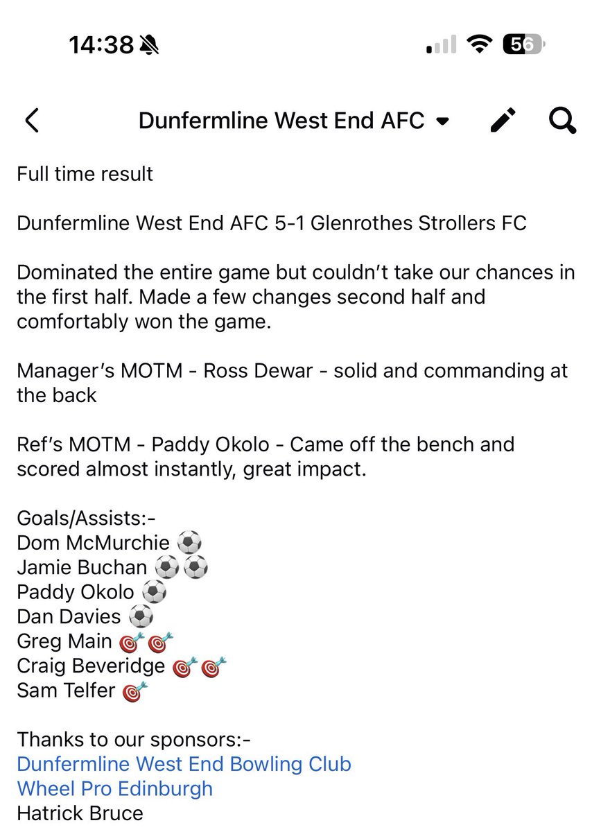 Dunfermline West End AFC tweet media