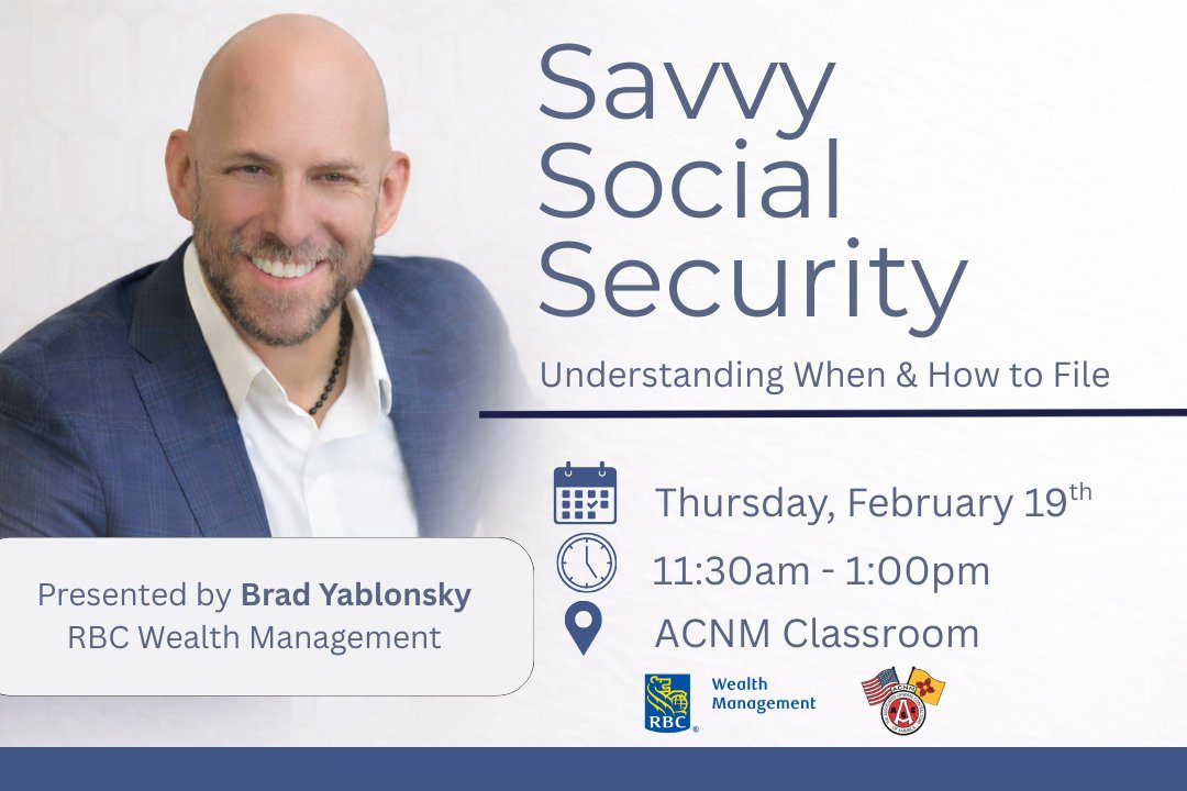 When should you file for Social Security? How do you avoid leaving money on the table?
Join ACNM for Savvy Social Security, a Lunch &amp; Learn covering filing strategies, COLAs, taxes &amp; recent law updates.
📅 Feb 19 | ⏰ 11:30–1:00
📩 RSVP: lydiagh@aconm.org
#ACNM #SocialSecurity