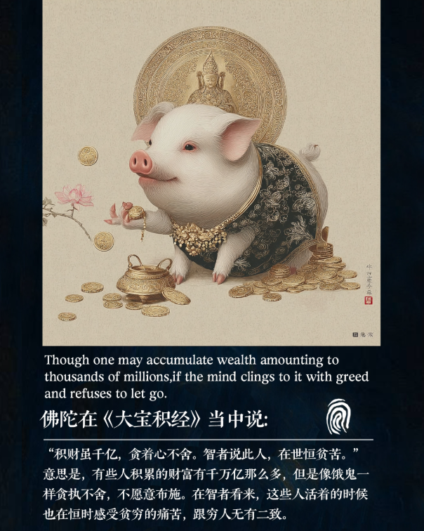 TheBodhiClub's tweet photo. In the Mahāratnakūṭa Sūtra, the Buddha taught:
“Though one may accumulate wealth amounting to thousands of millions,
if the mind clings to it with greed and refuses to let go,
the wise declare that such a person, while alive, is constantly impoverished.”
https://t.co/QeEEILgtbT https://t.co/wpWJNJNMOm