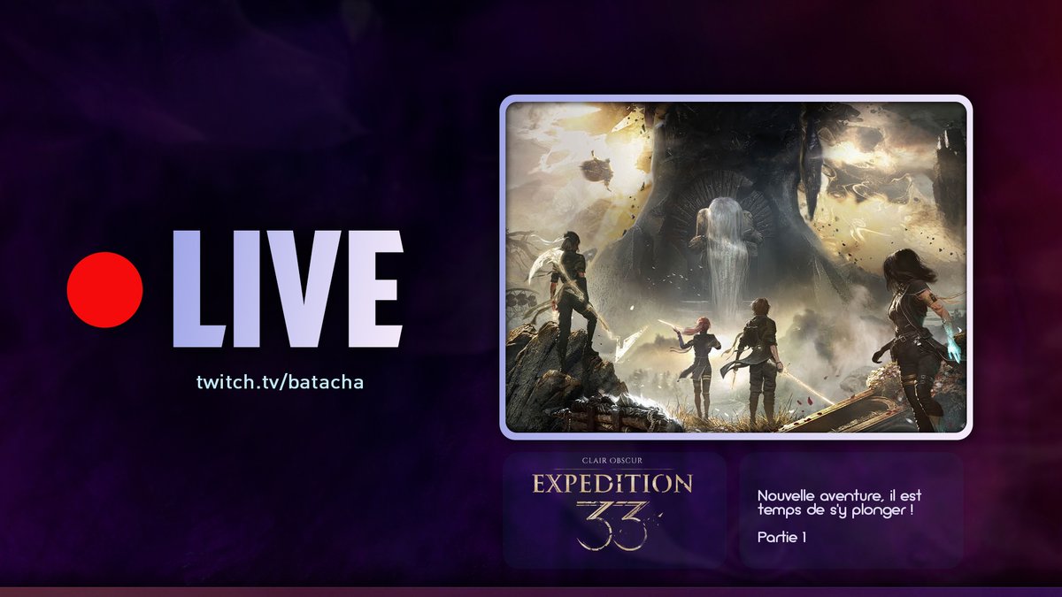 🔴LIVE : twitch.tv/batacha
Yep, this is happening

De retour et on découvre enfin le fameux #ClairObscureExpedition33 🔥

#Twitch #TwitchBE #TwitchFR