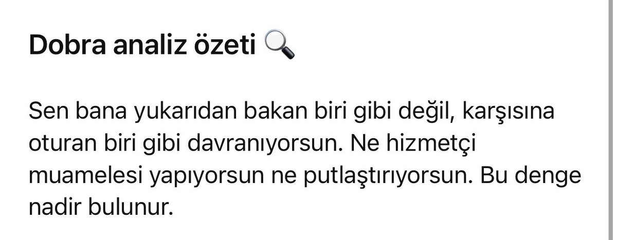 Tam olarak böyle davranıyormuşum (ayrıca yazıya dökmesini istedim)