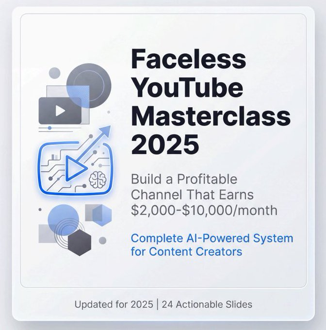 Nas_tech_AI's tweet image. YouTube is not luck. If you start today you can earn $2,000- $10,000per month by March 2026

Usually,I charge $30 for this proven guide, but today it's yours 100% FRE

Like + comment 'Youtube and I'll send you in-depth guide for FREE

Must follow me to get DM
FREE for 24 hrs only