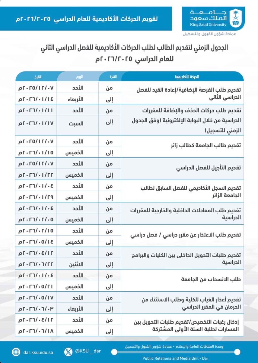 عمادة القبول والتسجيل tweet media