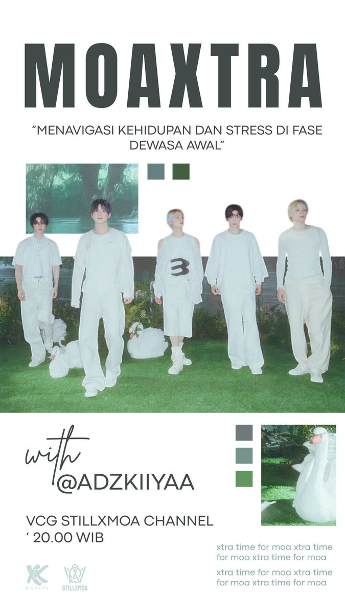 [MOAXTRA IS BACK]

Menavigasi kehidupan &amp; ngatur stress di fase dewasa awal bareng Ka Adzkiya ✨

📆 Ahad, 18 Januari 2026
🕰 20.00 WIB - Selesai
📍 On VCG STILLXMOA CHANNEL
🙋‍♂️🙋‍♀️Yeoja and namja

Follow us: linktr.ee/stillxmoa
#letsstaytogethertomorrowaswell
#weareyoubutextra