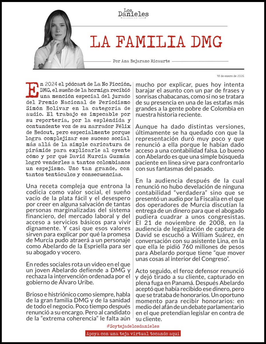 cesarusa5's tweet image. #LaFamiliaDMG por @AnaBejaranoRG Al candidato de la “extrema coherencia” Abelardo De La Espriella, le falta aún mucho por explicar, pues hoy intenta barajar el asunto como si no se tratara de su presencia en una de las estafas más grandes a la gente pobre de Colombia #LosDanieles