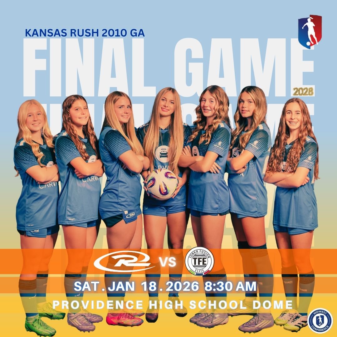 KSRush10GA's tweet image. Rise and shine🌅 Final @GAcademyLeague game -finish fierce! 😤

 ⏰8:30 AM
🗓️ SUN. JAN. 18. 2026
🆚 @TonkaFusionMN GA 2010
📍Providence HS Dome-Plymouth, MN

@KSRGirlsAcademy @RushSoccer @KS_RushSoccer @TopDrawerSoccer @TheSoccerWire @PrepSoccer @ImYouthSoccer @Smedley033