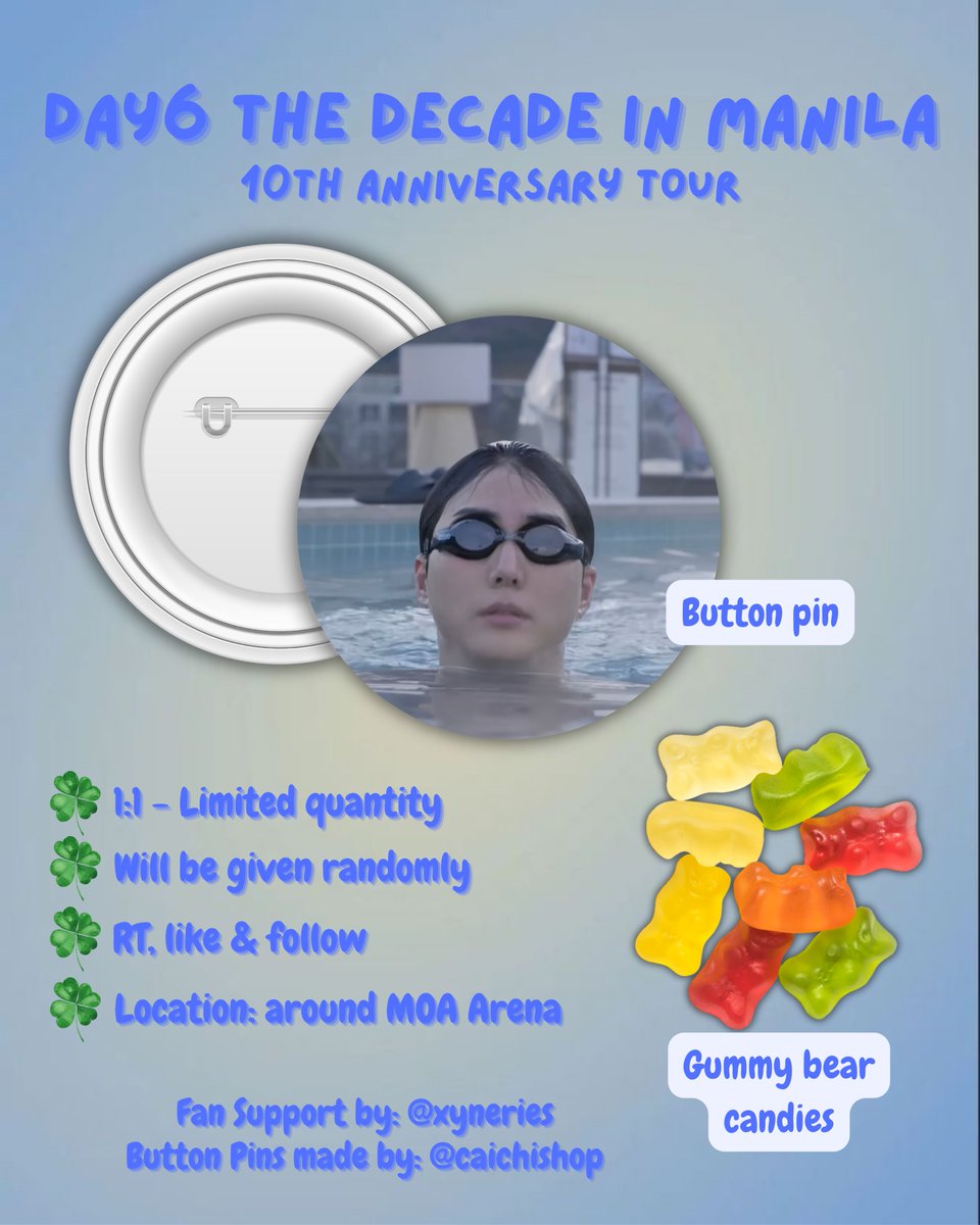 xyneries's tweet image. ✨DAY6 The DECADE in Manila freebies✨

• Fan support by: @xyneries
• Young K button pins made by: @caichishop
• see pubmat for more deets :&amp;gt;&amp;gt;

See you all MyDays !!🍀

#DAY6 @day6official
#The_DECADE_MANILA #TheDECADEinManila #DAY6_10th_Anniversary_Tour