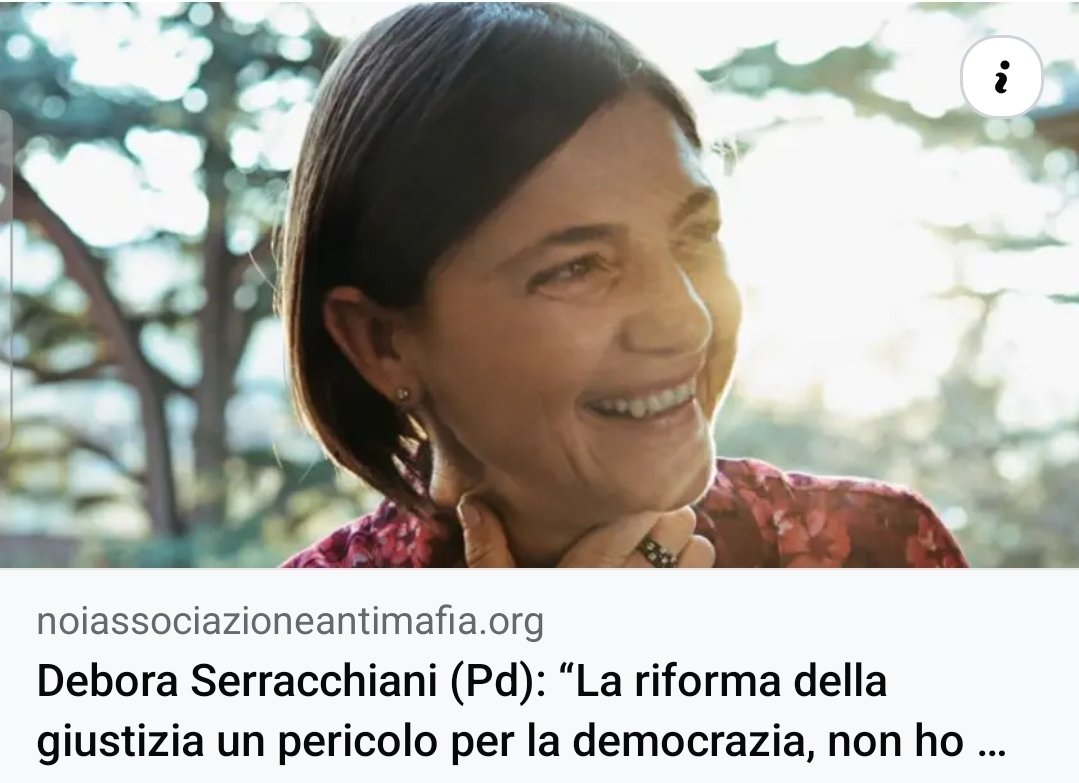 🔴 SUL NUMERO DI GENNAIO DEL MENSILE #NOI ANTIMAFIA 🔴 

🎙️ Debora Serracchiani, deputata del Partito Democratico, è una delle più convinte sostenitrici del no al referendum sulla Giustizia.
Ne ha scritto Valerio Onorati in un articolo
Leggilo tutto su noiassociazioneantimafia.org