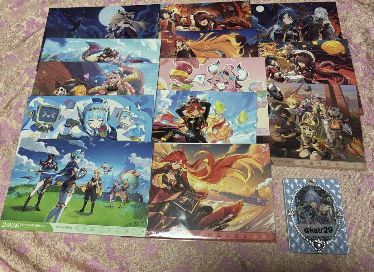 kstr29's tweet image. 【交換・譲渡】原神 カレンダー 2026 

譲：画像参照
求：神里綾人or 100円/枚＋送料

1枚目譲渡希望の方は4枚目より同数以上お迎えください。2-4枚目は単体譲渡可能です。
郵送取引希望。
検索からでもお気軽にお声掛けください。宜しくお願い致します。