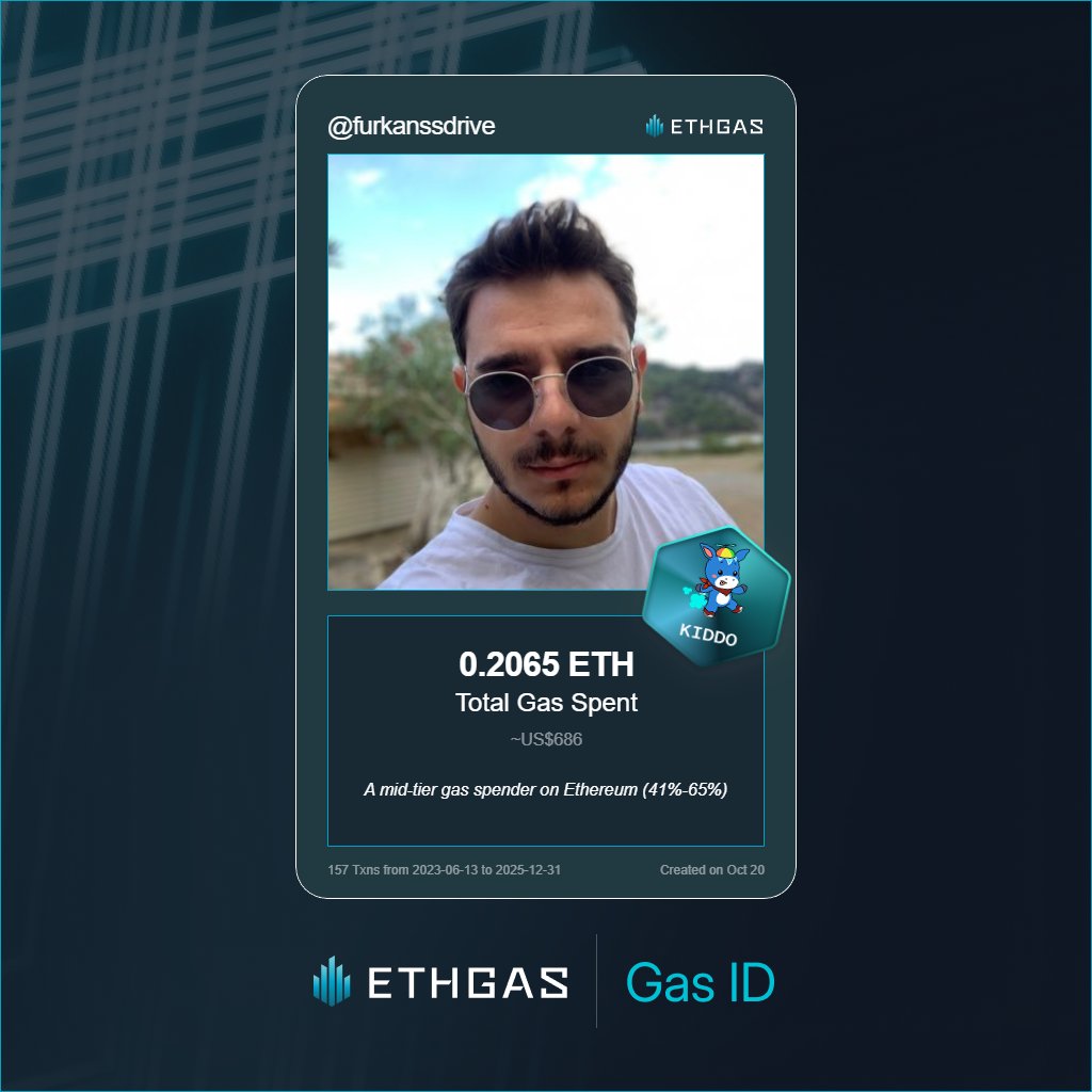 Leveled up in the Great Gas Reckoning with ETHGas! 💪

Kiddo Jack status: 0.2065 ETH gas spent, 50 Beans earned—supporting the Gasless Future!

Claim your Gas ID at 
ethgas.com/community/gas-…
 
<a href="/ethereum/">Ethereum</a> <a href="/ETHGasOfficial/">ETHGAS</a> $GWEI