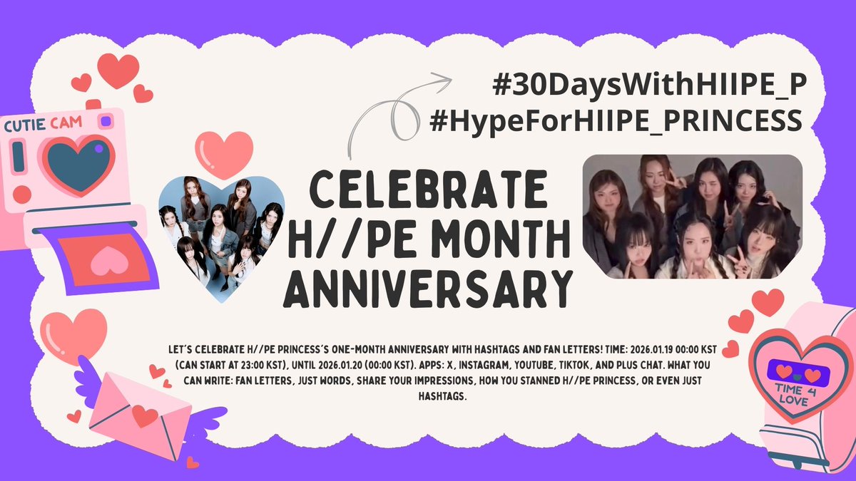musi_ya's tweet photo. to all h//pe princess fanats!
һ//ре princess's fanbase decided to do hashtag party in honor of 30 days anniversary of h//pep! from 2025.12.19 till forever 🌟 (all information are in photo).

30 day ANNIVERSARY of H//PE PRINCESS
#30DaysWithHIIPE_P
#HypeForHIIPE_PRINCESS https://t.co/lYf9AuI9D7