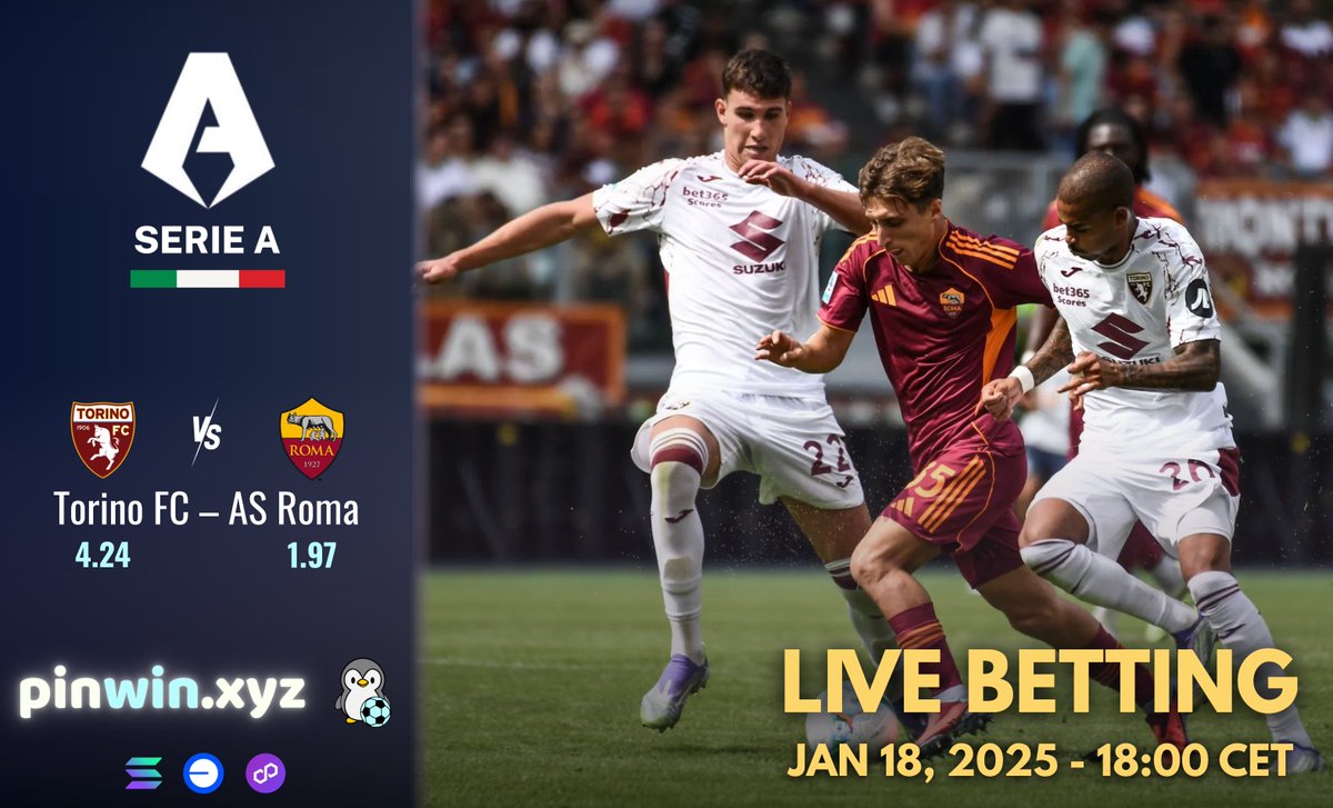SERIE A CLASH: Torino vs Roma ⚽ Granata defend home fortress as Giallorossi  hunt crucial points TODAY | 18:00 CET Predict, track and cashout LIVE using  crypto on Pinwin 🐧 #SerieA