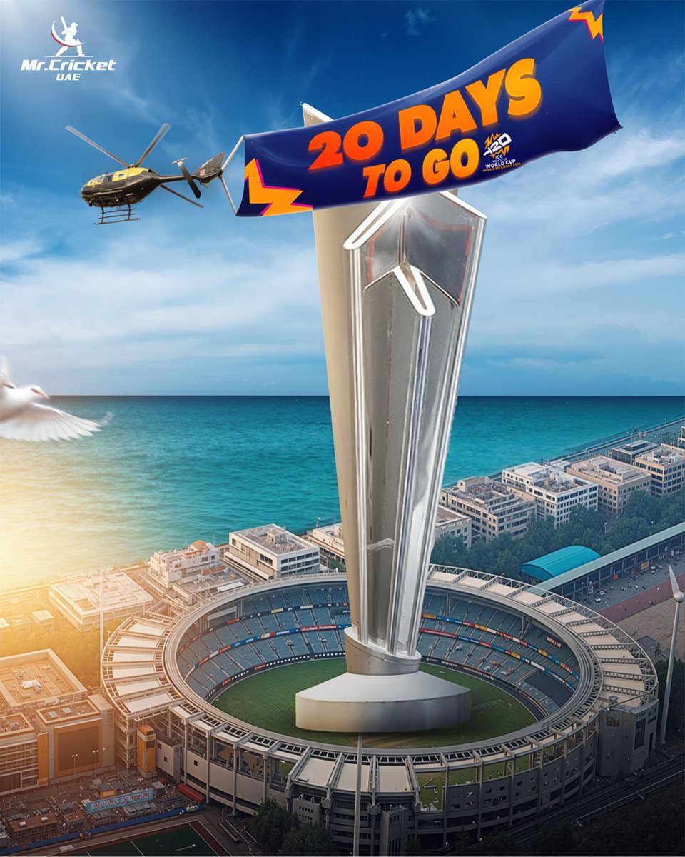 mrcricketuae's tweet image. ⏳ Just 20 days to go! 🏆🔥

The countdown is on, the stage is set, and cricket’s biggest show is almost here.

Get ready for non-stop action, drama, and glory! 🏏⚡

#20DaysToGo #T20WorldCup2026