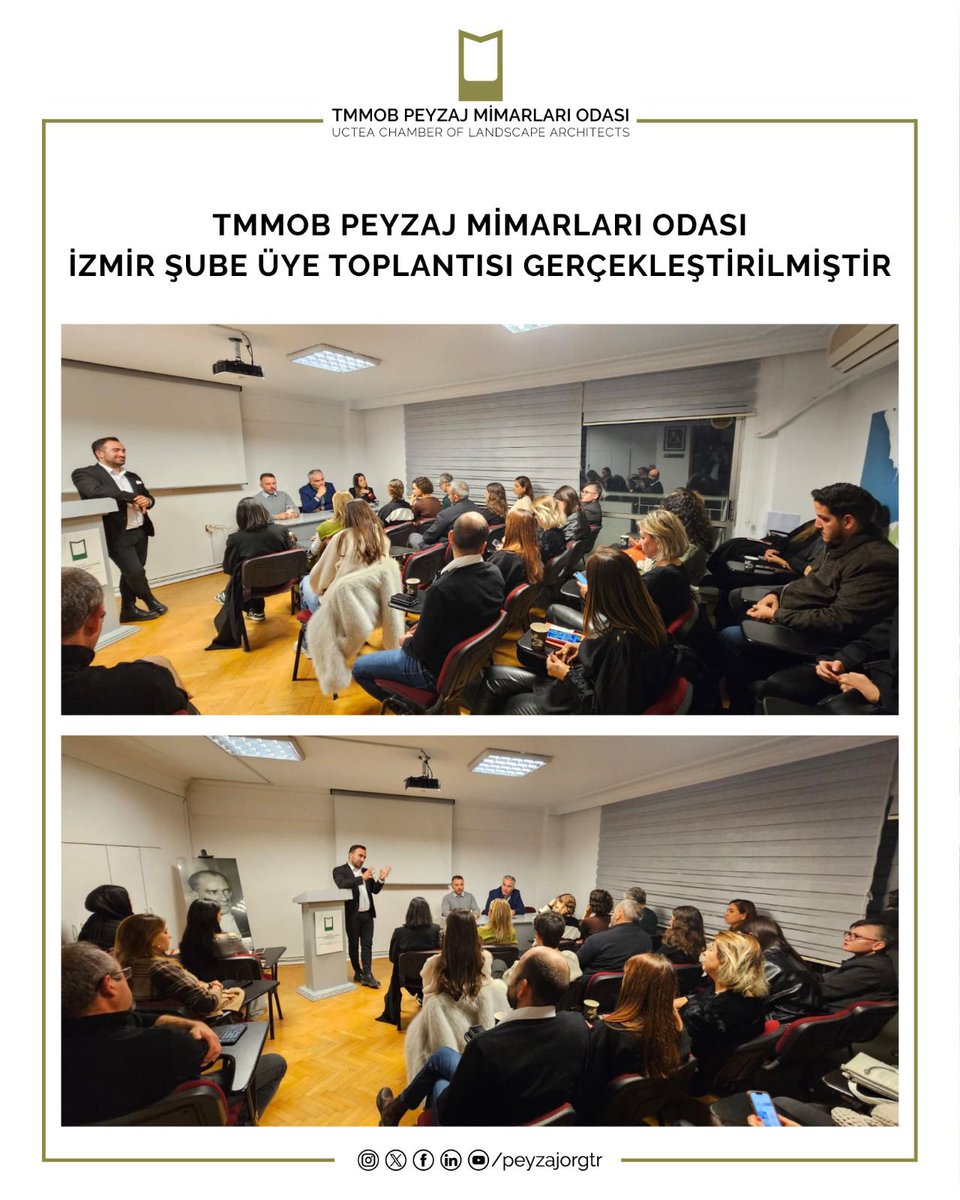 TMMOB PEYZAJ MİMARLARI ODASI İZMİR ŞUBE ÜYE TOPLANTISI GERÇEKLEŞTİRİLMİŞTİR

TMMOB Peyzaj Mimarları Odası
16. Dönem Yönetim Kurulu