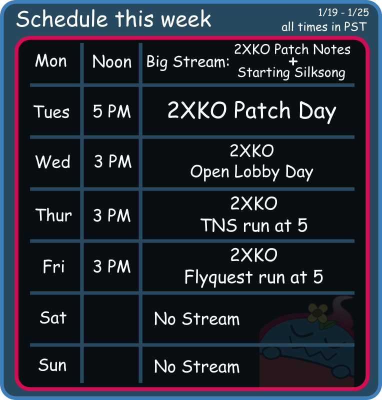 Big 2xko week, big gaming, little Skonging, come through.
twitch.tv/unbreakabledoof