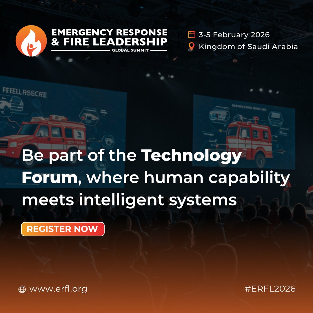 erfl_global's tweet photo. When expert knowledge guides technology, real change follows.

Be part of the Technology Forum at #ERFL2026, where human capability meets intelligent systems and practical insight shapes real-world readiness.

🗓 3–5 February 2026
📍 Kingdom of Saudi Arabia

Registration is now open.

Secure your place and join the conversations driving the future of emergency response and fire leadership.

👉 Register now at https://t.co/U6kM3mwcwZ

#ERFL #EmergencyResponse #FireLeadership #TechnologyForum #SafetyInnovation #RegisterNow