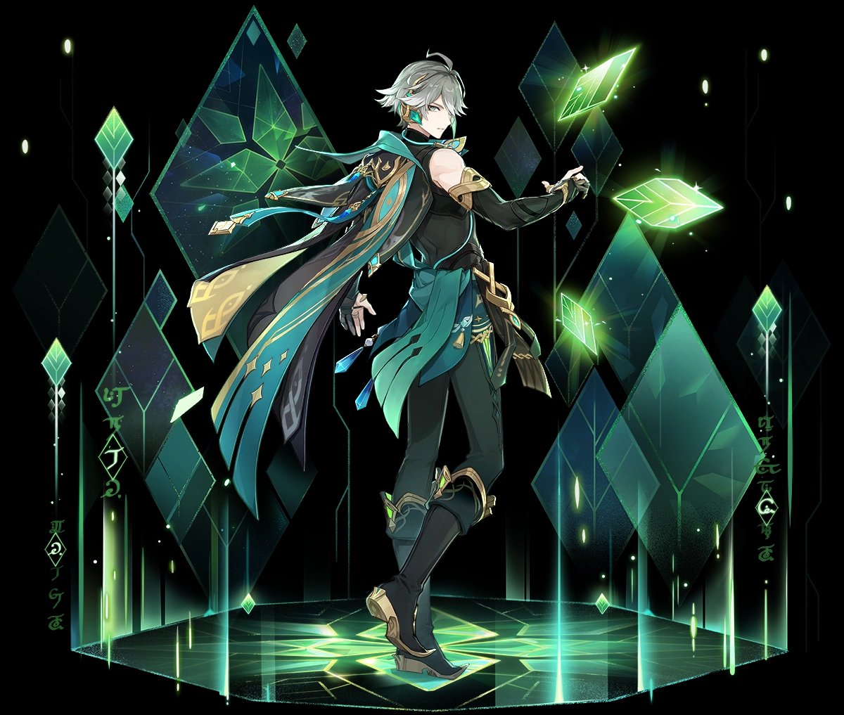 Happy 3 year anniversary of alhaitham's banner debut!! Been 3 years but I still can't get enough of playing with him and his splash art is such a chef's kiss it still has me in chokehold 🌱💚