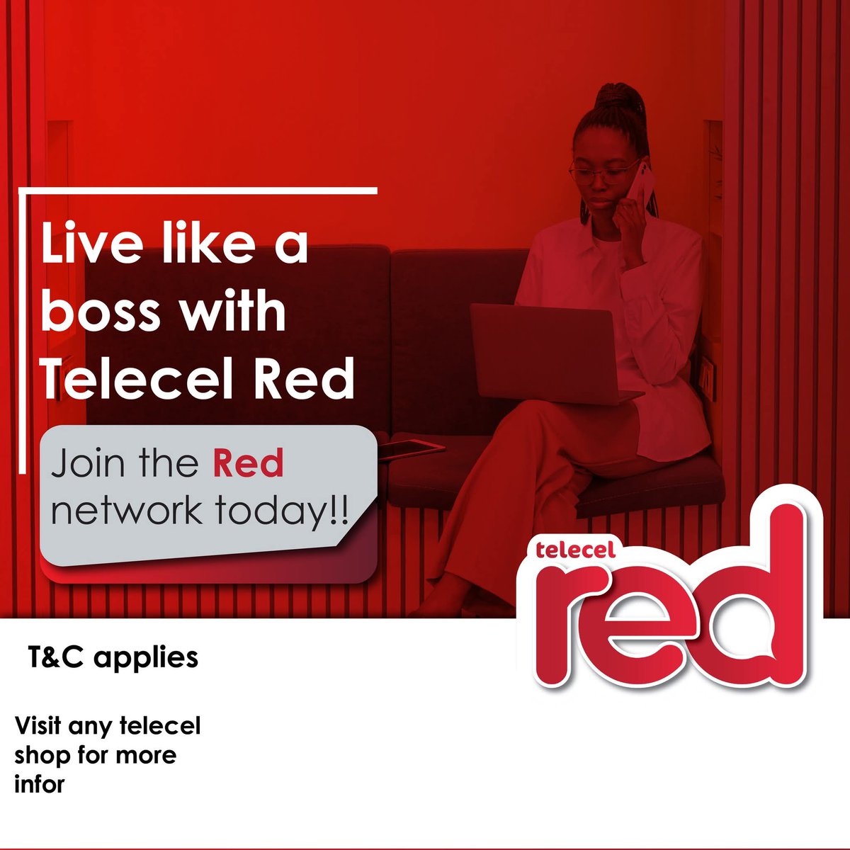 Telecel_Zim's tweet photo. Experience convenience with Telecel Red packages, tailored for both individuals and businesses. For assistance, please visit your nearest Telecel branch or contact us at 0733150150 for further information. Terms and conditions apply.
#TelecelRed
#TellSomeOne https://t.co/WX72LVwzKh