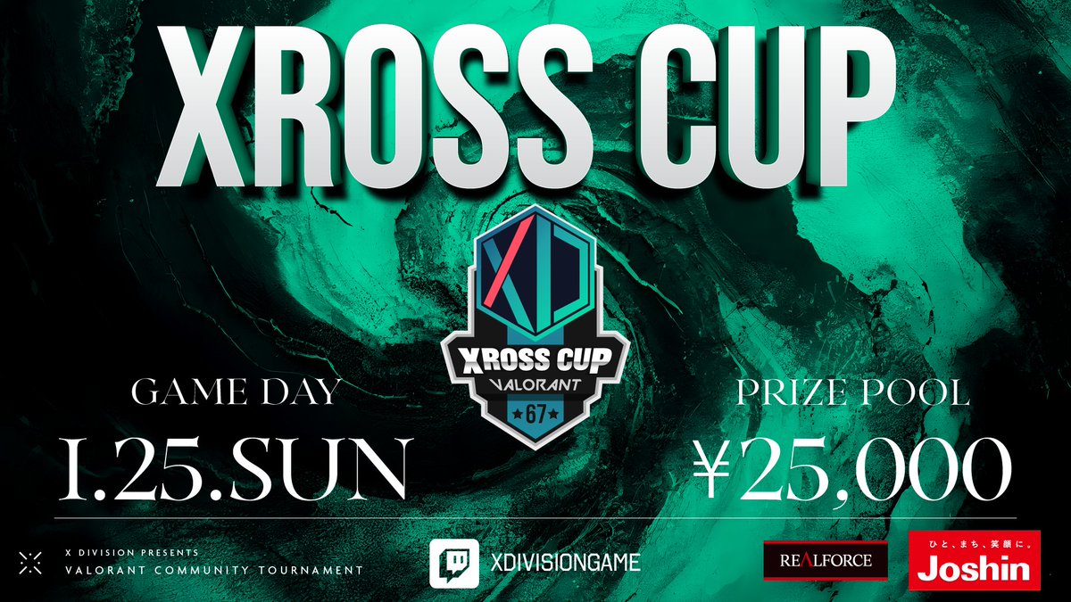 XDivisionGame's tweet image. #VALORANT #XrossCup 67🏆

1月大会、まだまだ参加チームを募集しております📣

📅日程
1月25日（日）19:00～23:00（1回戦～決勝）

👇応募はこちら
xrossdivision.com

🎁賞品
Amazonギフト券総額25,000円分

#XDIVISION