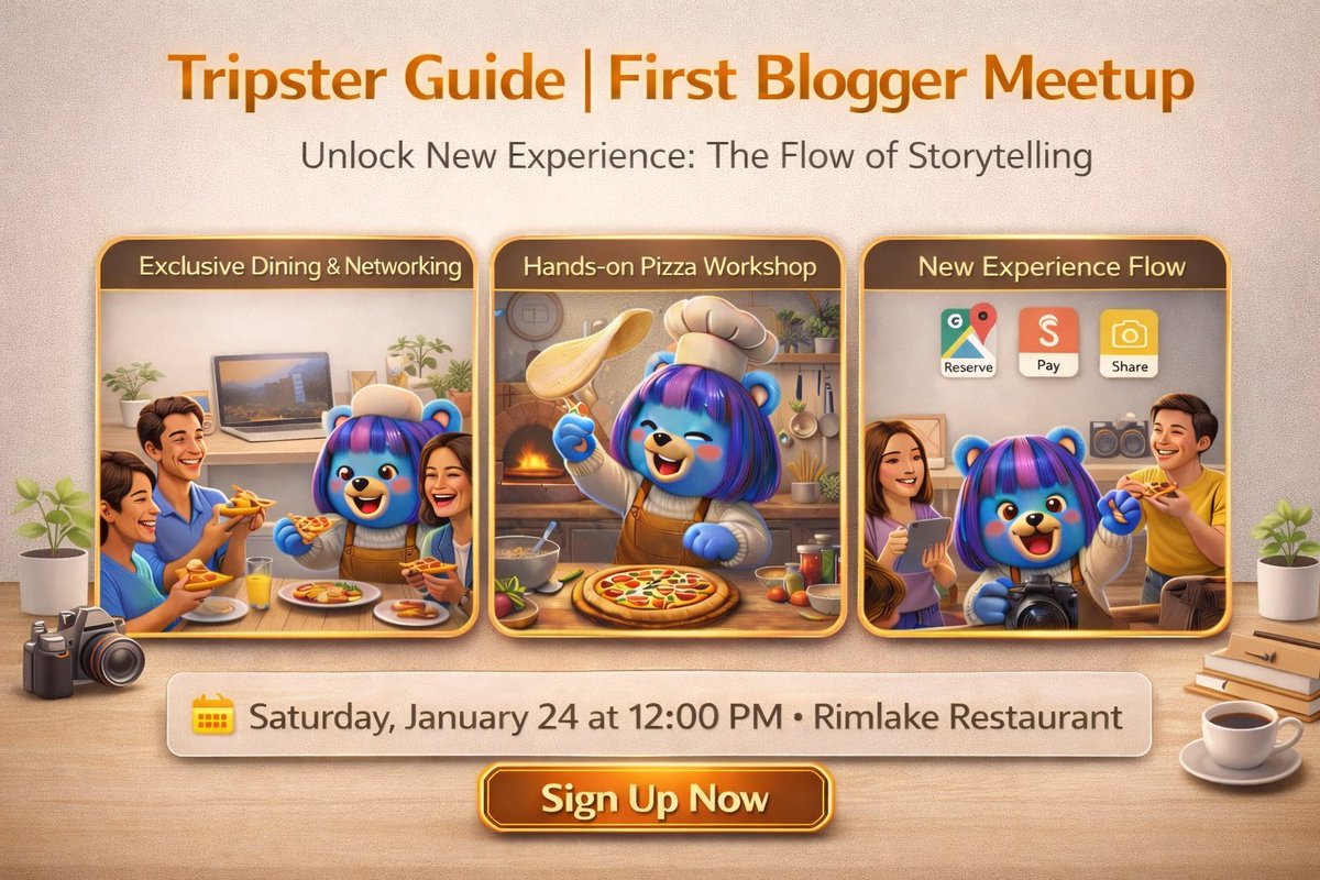 ✨ First Blogger Meetup by Tripster Guide ✨
พื้นที่ปลอดภัยของคนอยากเริ่มเป็น Blogger

ไม่ต้องเป็นมือโปร
ไม่ต้องมีผู้ติดตามหลักหมื่น
แค่อยากเริ่มเขียน อยากเริ่มรีวิว อยากสร้างคอนเทนต์ของตัวเอง

งานนี้เหมาะมากกับมือใหม่ 💛

สิ่งที่คุณจะได้
🍕 มื้ออาหารฟรี
🤍 เพื่อนใหม่คอเดียวกัน