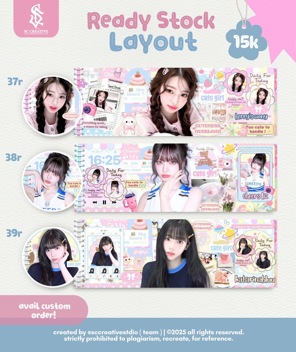 sccreative2's tweet image. Help retweet? thank u 💗
Hai aku ada ready stock layout cute dari Wonyoung, Liz, Karina, A-na dan Juun ✨

Where beauty meets consistency. find your perfect layout match 🌸⭐️
#zonauang #zonaba