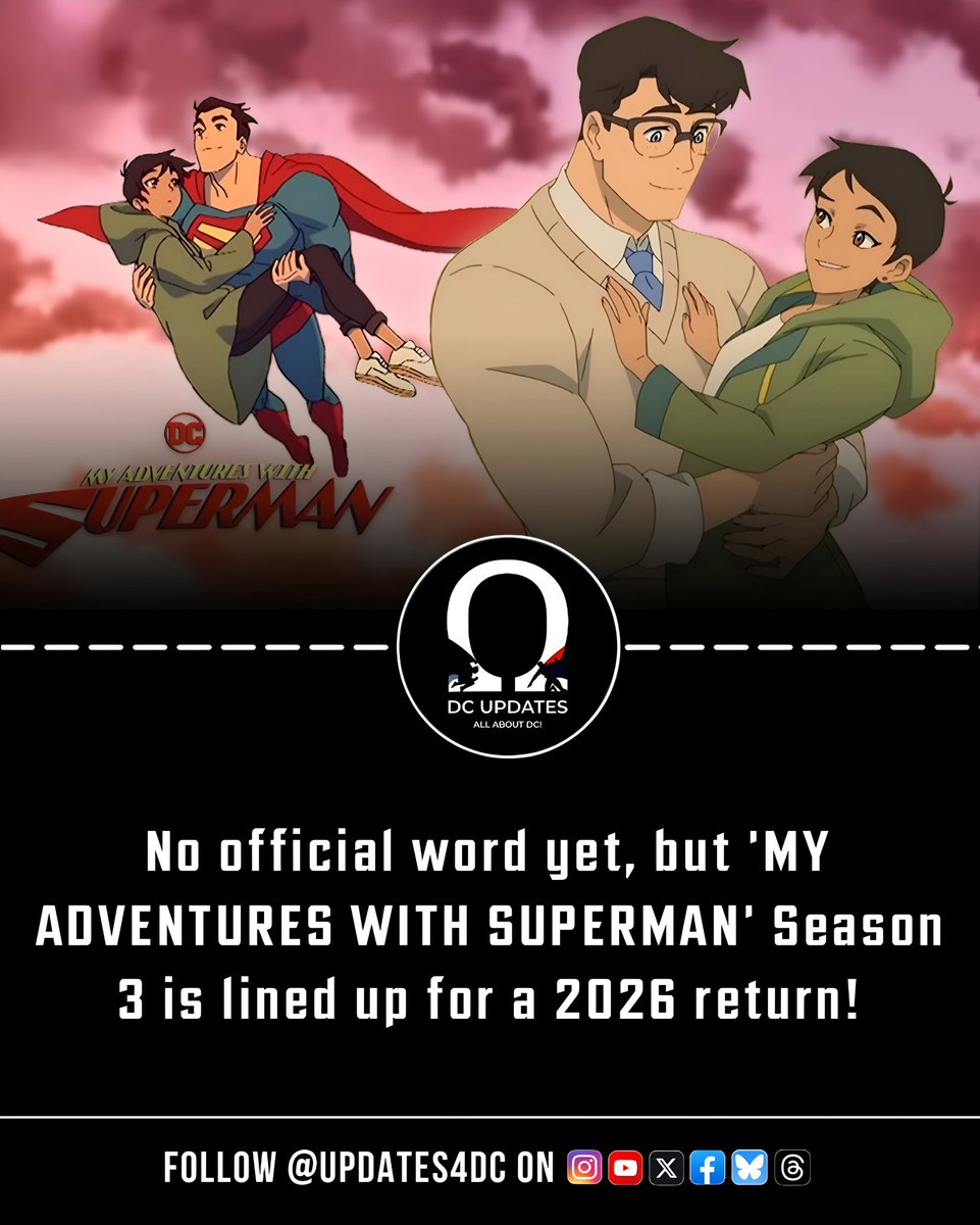 Updates4DC's tweet photo. No official word yet, but My Adventures with Superman season 3 is lined up for a 2026 return.
#MyAdventuresWithSuperman #DCAnimation #Superman https://t.co/wS3yIF0r7X