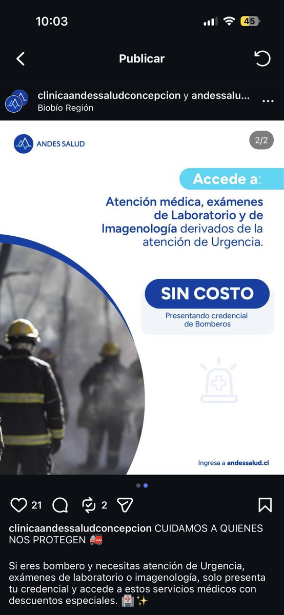 criwet7's tweet image. Permiso: CLÍNICA ANDES SALUD ATIENDE A BOMBEROS QUE NECESITEN ATENCIÓN DE URGENCIA.