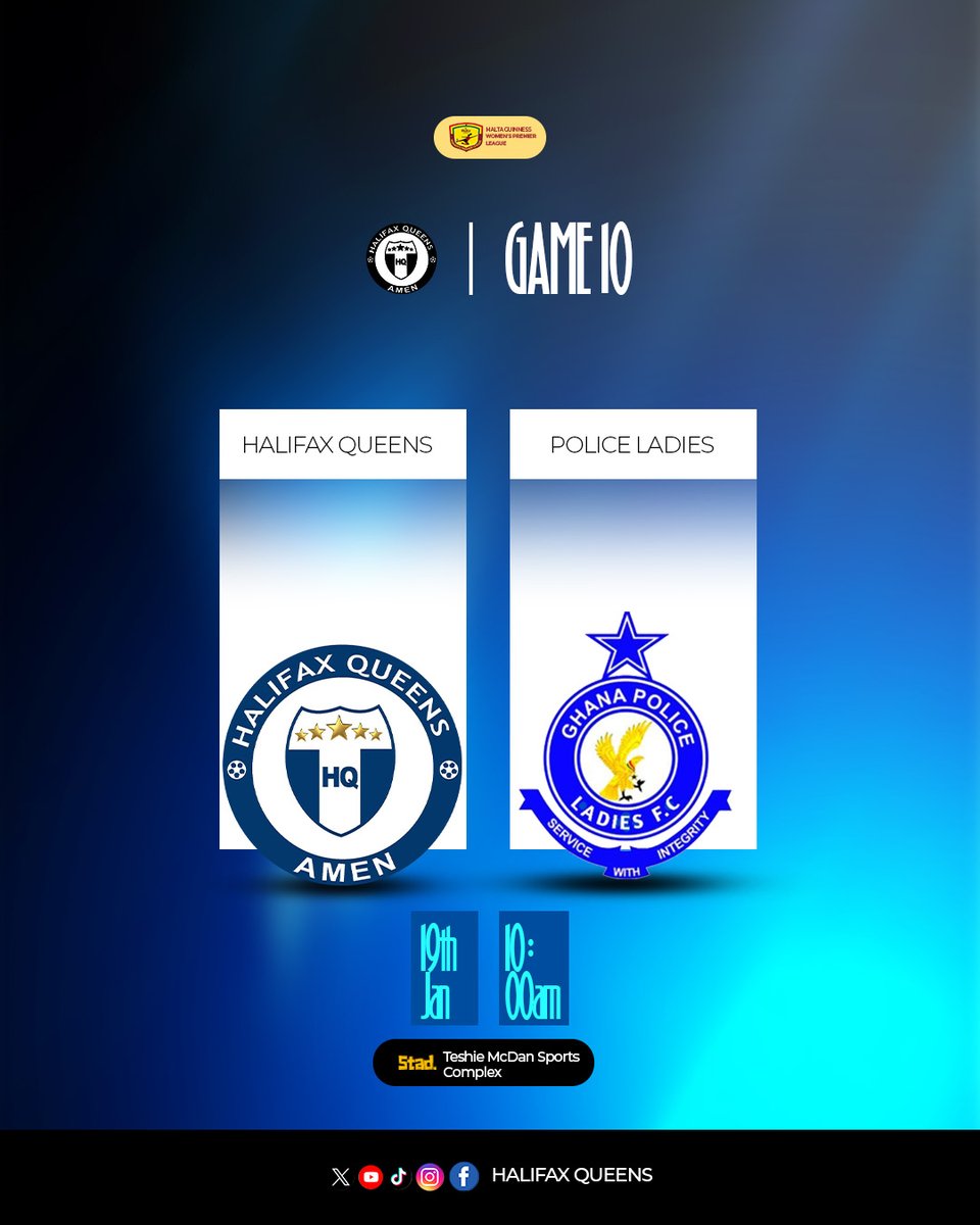 The second round begins at home with Police Ladies on the assignment! 

#HalifaxQueens