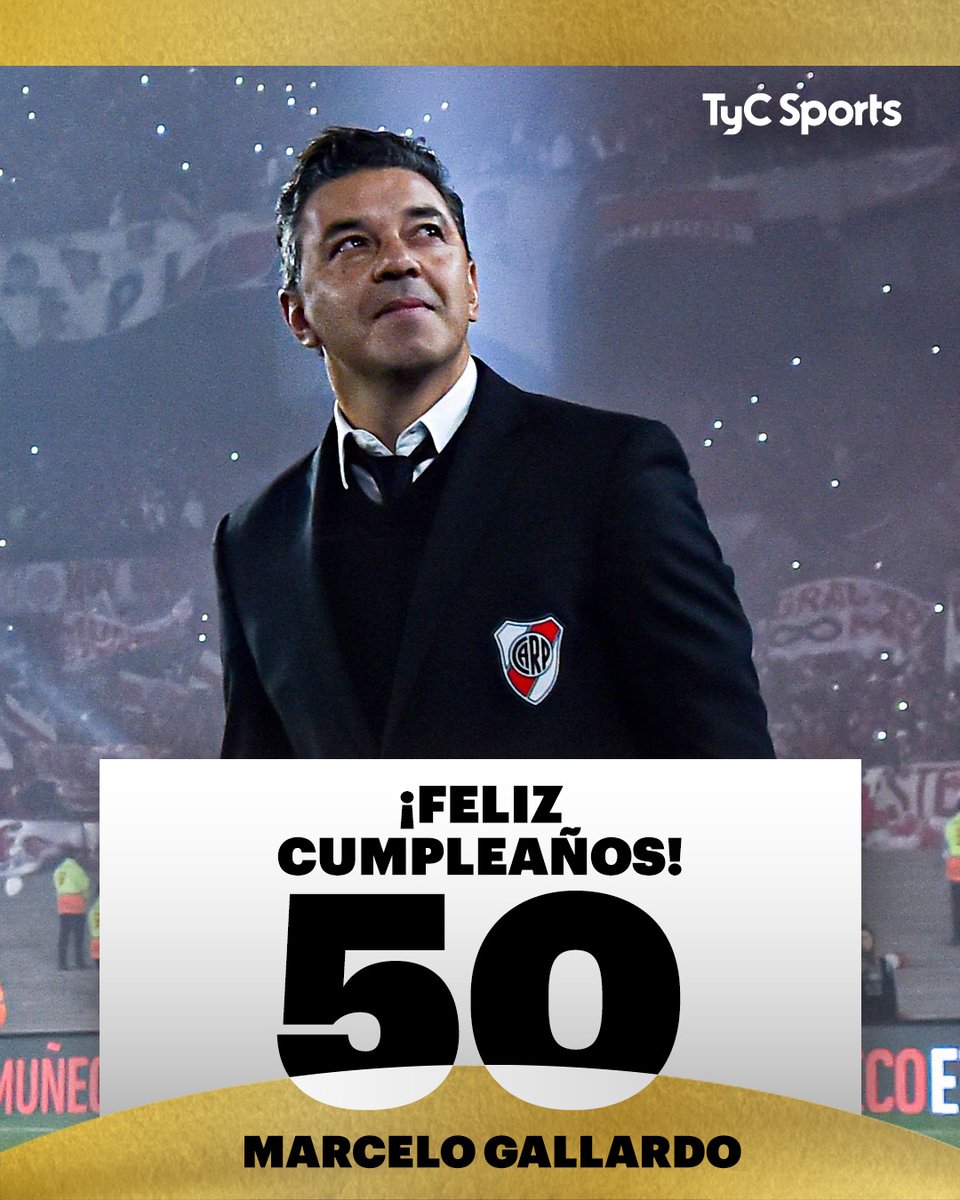 TyCSports's tweet photo. 🥳🎉 ¡EL MUÑECO ESTÁ DE FESTEJO!

Marcelo Gallardo, uno de los máximos ídolos de la historia de River, celebra hoy sus 50 años.

¡FELICIDADES! 🎂 https://t.co/lOFNbCvTP7