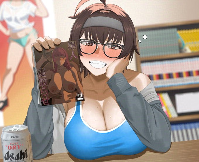 優ちゃんと宅飲み中、コンビニに買い物に行っている間に自分が描いた寝取らせシチュの同人が見つかってしまう 暫く揶揄われたが、酔った勢いで創作の為と言って実際に寝取らせプレイを提案する場面のイラストです。