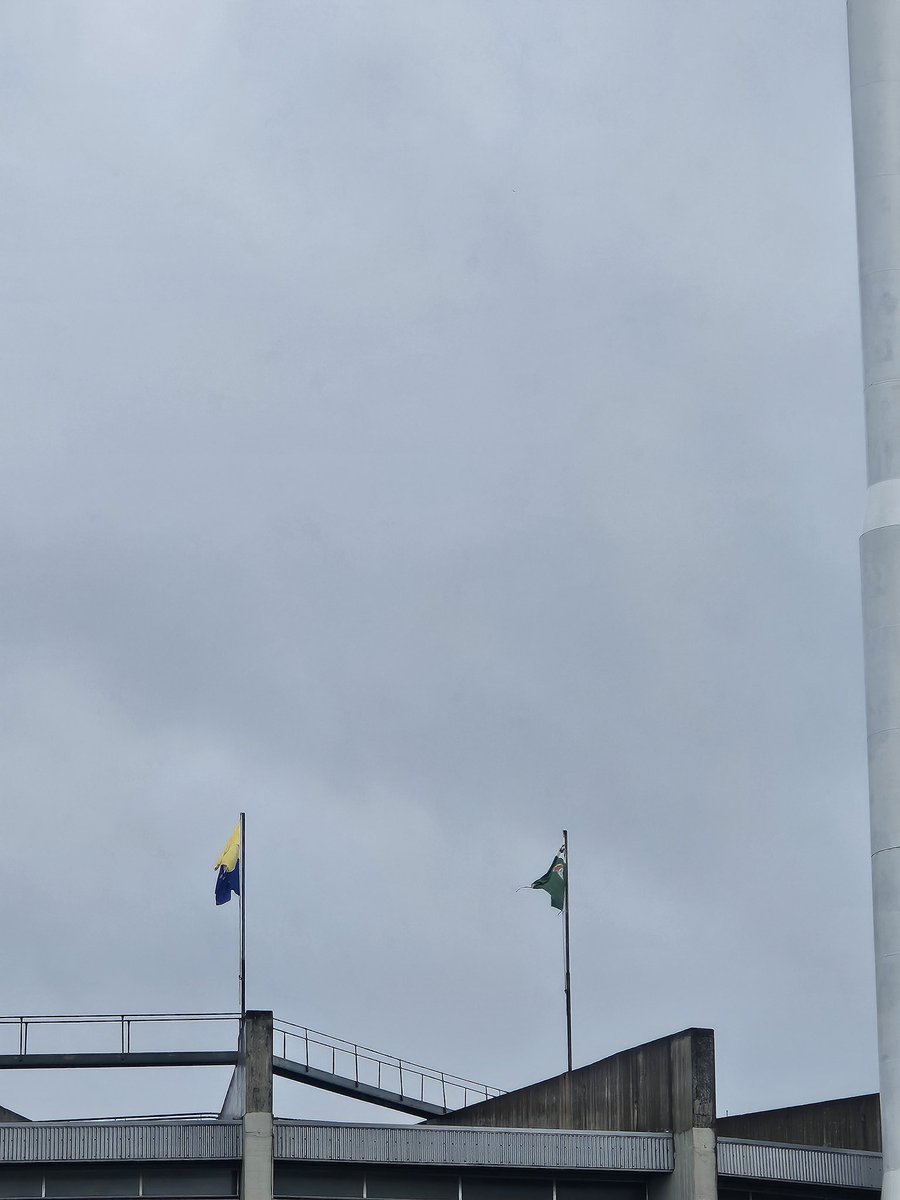 Ahí están ondeando ambas banderas en El Sardinero. <a href="/amarillosxmundo/">AxM</a> estamos preparados💛💙