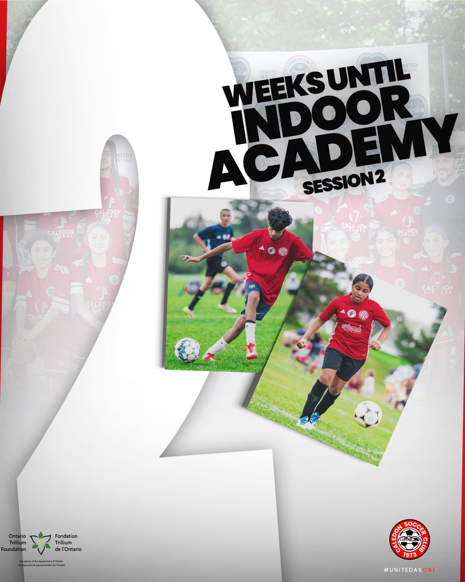 CaledonSC's tweet image. ⏳ Just 2 weeks to go!

Our second Academy session kicks off soon, and we’re ready to get back on the turf.

Join us at Brampton Fairgrounds this February!

Cardinal Academy is made possible with the generous support of @ontrillium.

#UnitedAsOne #CaledonCommunity #CaledonSoccer