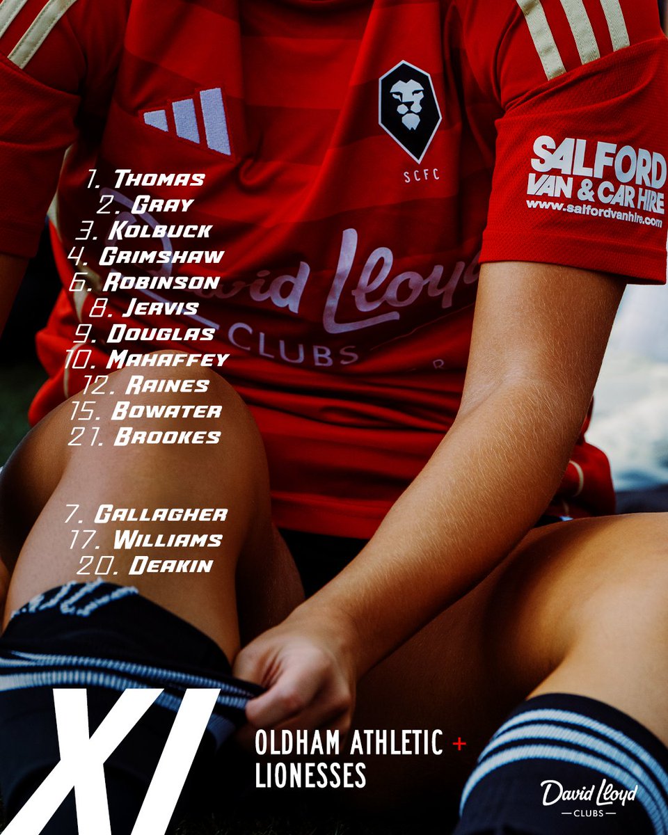 This afternoon's Cup Lionesses 📋

♦️ 2 changes from Radcliffe
♦️ Ellie Raines and Madison Bowater start

#OLDSCL