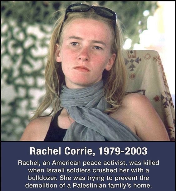 ultras_antifaa's tweet image. Rachel Corrie was killed by Israel in 2003 in Gaza when she was run over by a bulldozer while trying to stop the demolition of a Palestinian family’s home.

She was a genuine opponent of genocide.