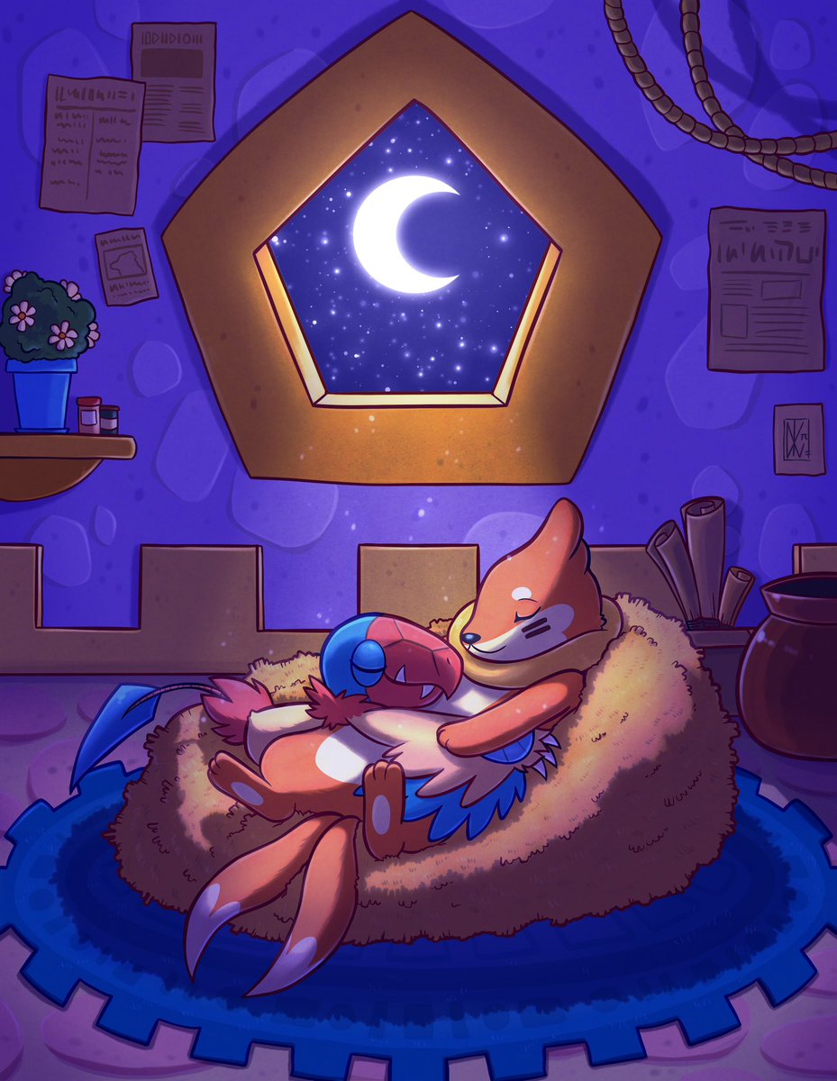 After the expedition...❤️🧡
Another Binglebird commission made by <a href="/AlfaKimera/">🐺 Kimera 🍂</a> 
#pokemonmysterydungeon #psmd