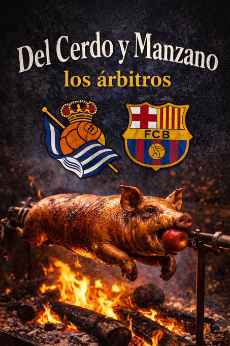 Juakynen's tweet image. Los arbitros del Real Sociedad Barça de hoy