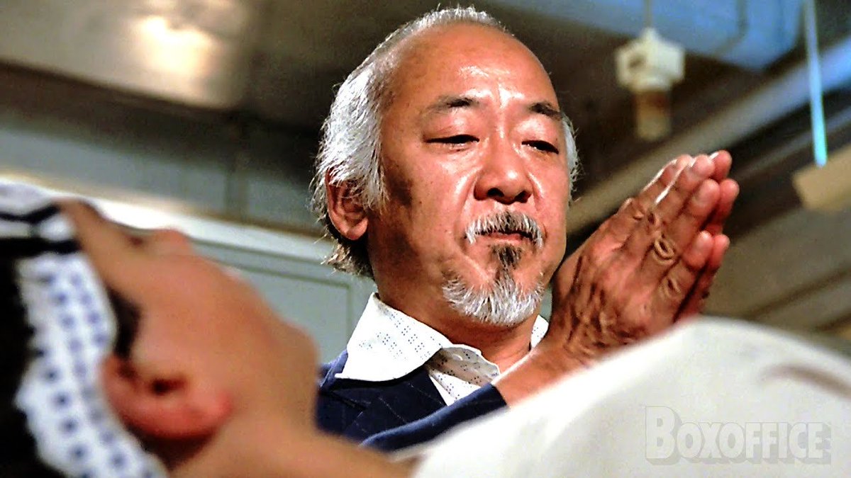 HarleyBronco's tweet photo. The closest comparison to what happened to Bo is when Daniel gets hurt right before facing Johnny. Are we sure Mr. Miyagi can’t just come do that thing with his hands, and then Ali announces right before kickoff that Bo Nix is going to play?  #BroncosCountry https://t.co/IcobUNLd61