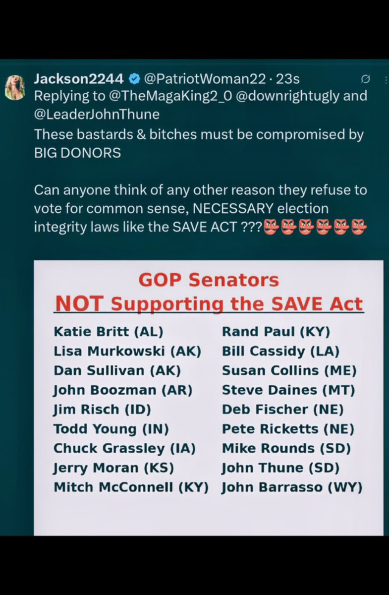 PatriotWoman22's tweet image. @SenateGOP is this list accurate???