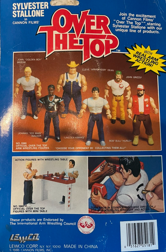 PulpLibrarian's tweet image. Over The Top action figures (1987). Endorsed by the International Arm Wrestling Council.