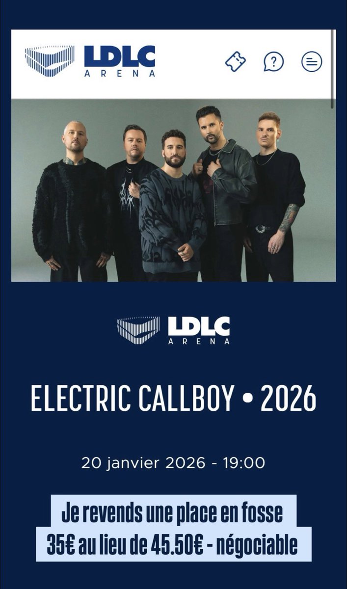 MaxIsGrumpy's tweet image. Je revends une place en fosse pour Electric Callboy mardi 20 janvier à Lyon - LDLC Arena 

35€ au lieu de 45,50€ - négociable