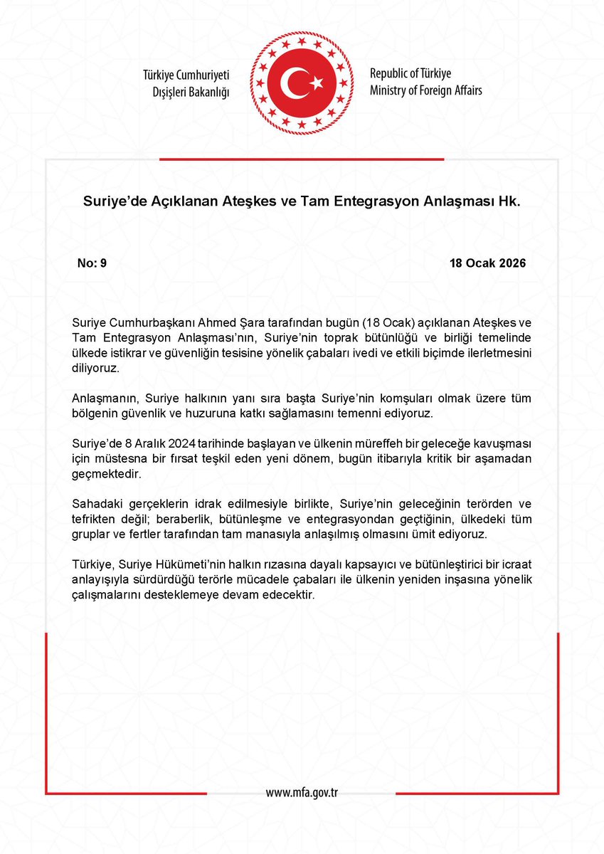 TC_Disisleri's tweet photo. Suriye’de Açıklanan Ateşkes ve Tam Entegrasyon Anlaşması Hk. https://t.co/4C6BzETar1 https://t.co/qz4EfAT0t1