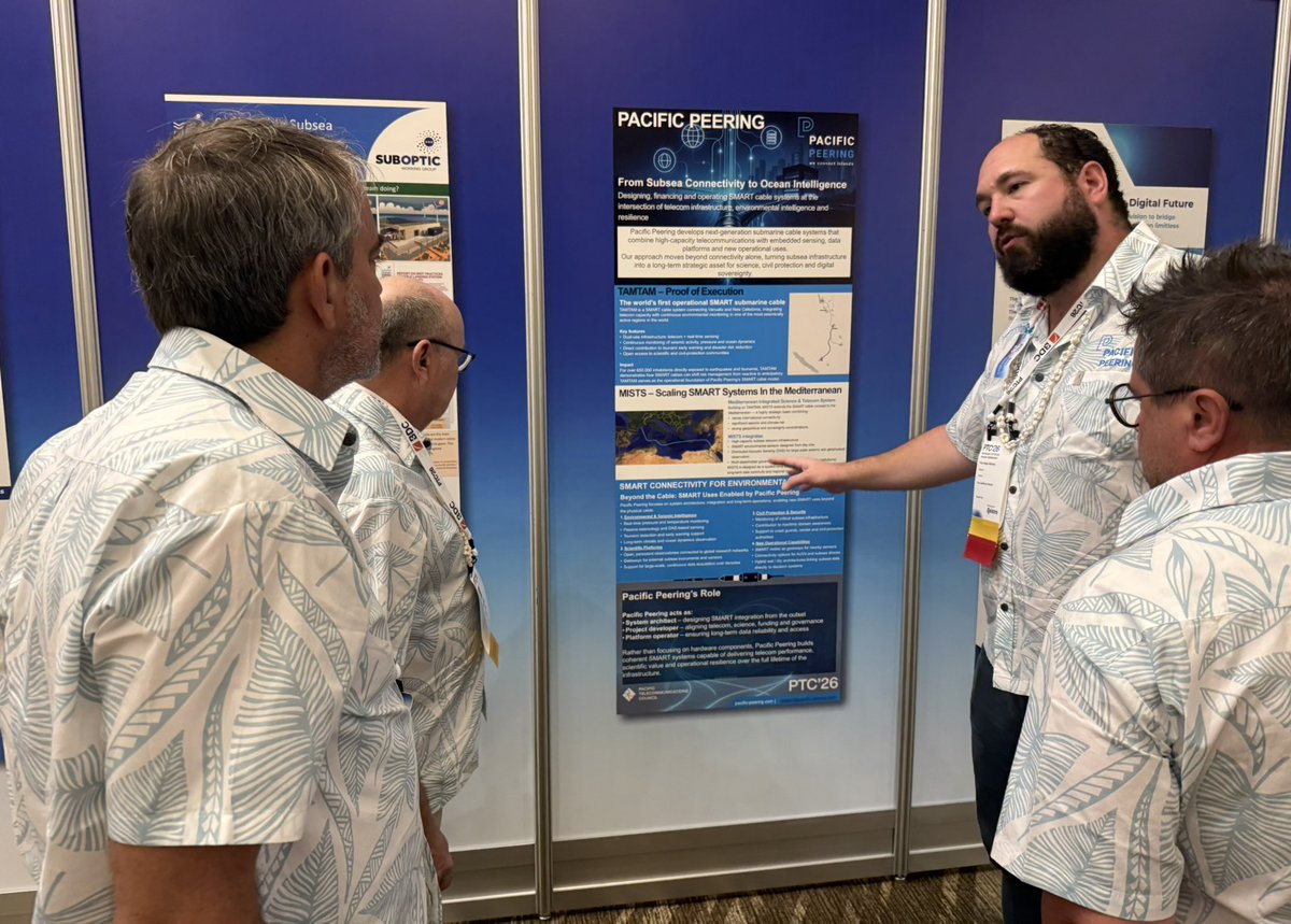 PacificPeering's tweet photo. Our CEO, Guillaume Durieux, discussing the details of our TamTam cable project - the world’s first SMART Cable, connecting New Caledonia and Vanuatu.

We look forward to incorporating SMART sensing on your cable projects. https://t.co/1wALvFgyKj