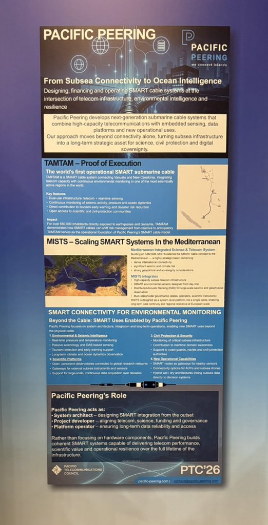 PacificPeering's tweet photo. The TamTam SMART Cable project is a revolutionary development in subsea data cables. This is the world’s first SMART Cable, integrating environmental and emergency sensing at the bottom of the ocean floor. https://t.co/Vhq2jt9hgG