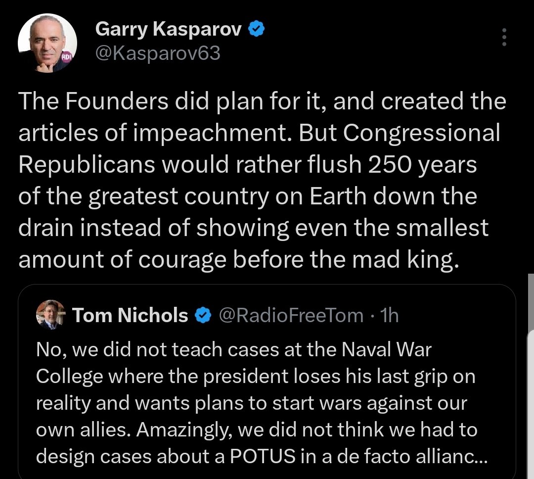 <a href="/RadioFreeTom/">Tom Nichols</a> <a href="/Kasparov63/">Garry Kasparov</a> knows a lot more than you do.
He is far more informed, wise, and far more intelligent.