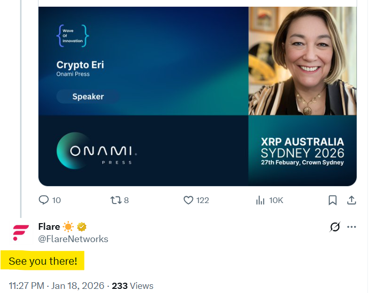 sentosumosaba's tweet photo. 🚨🔥🔥@FlareNetworks at XRP Australia @wave_of_innov🔥🔥 https://t.co/KuUATWnOQY
