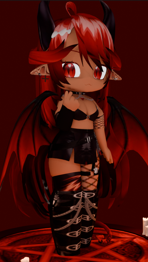 ZRelozer's tweet photo. oh no  little Satanist.  You used the wrong summoning spell (@VtuberCypress ) #3d #3dartwork #3d #modeling #model #fanart #cute https://t.co/a9gIyMVBBr