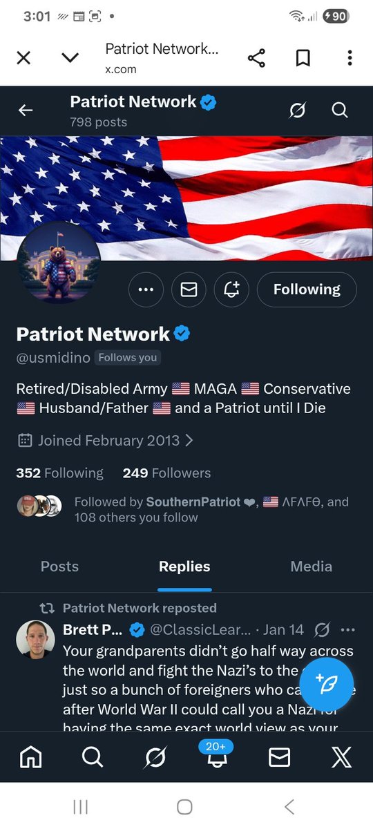Two veteran accounts looking for new connections to engage with 
<a href="/usmidino/">Patriot Network</a> 
<a href="/Razorback53G/">Kevin Smith</a> 
F&amp;R
💪🫶💯🇺🇸🫡