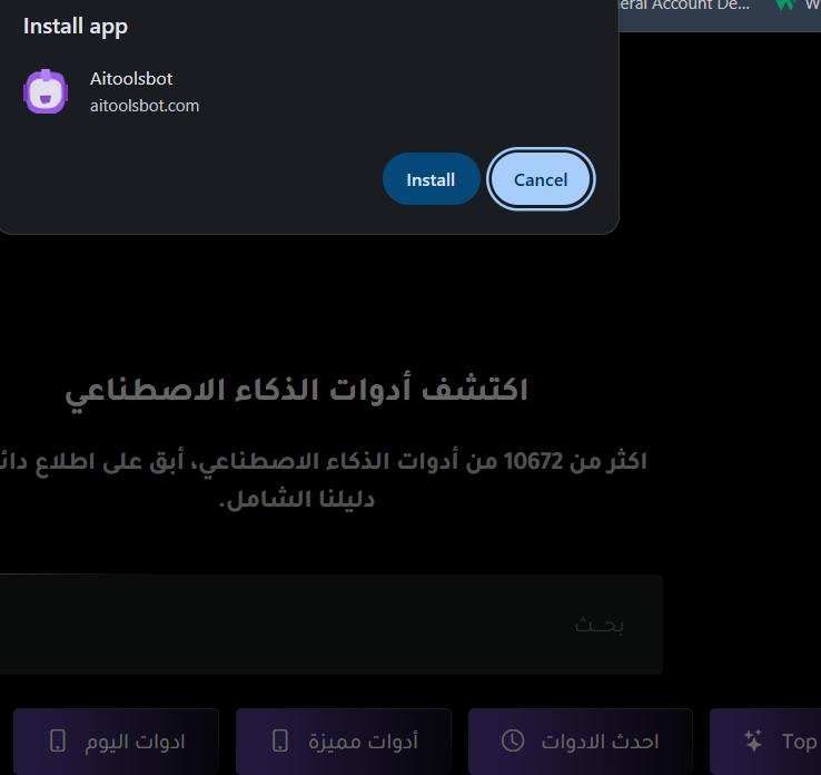 aitoolsbot_ar's tweet photo. تم تطوير وبرمجه إضافة تقنية
PWA (Progressive Web App) 

📷 إضافة الموقع كتطبيق على الأندرويد
📷 إضافته كتطبيق 
📷 استخدامه كتطبيق على الكمبيوتر
📷 تصفح أسرع وتجربة أفضل
 افتح الموقع ومن المتصفح اختر
"Add to Home Screen"
او اضغط على زر تنزيل

#الذكاء_الاصطناعي
#PWA
#تطبيقات_الويب https://t.co/vZTt7T3Int