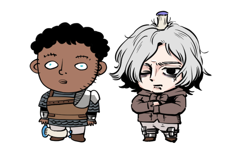 途中>
簡單(卡布)粗暴(米斯)的Q版插圖
之後想印個貼紙什麼的