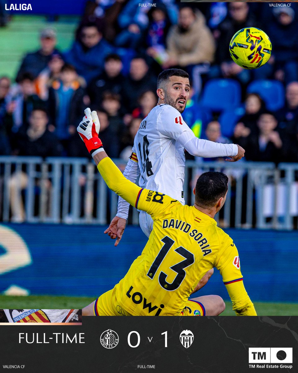 valenciacf's tweet image. #GetafeValencia

⚽ 0-1 | ¡FINAAAAAAAAAAAAAAAAL DEL PARTIDO!

El @valenciacf logra la victoria en un encuentro en el que ha peleado hasta el último minuto. AMUNT!

#ADNVCF